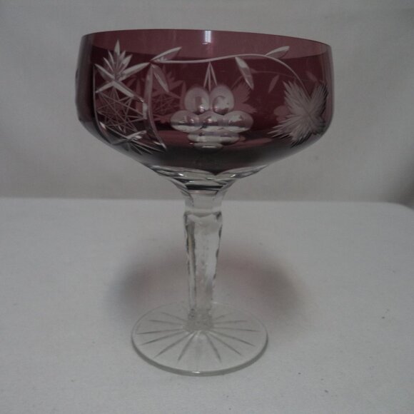 Bohemian Red Ruby Crystal Fine Wine Crystal Glass Glaswerk Dobern Germany purple - Picture 1 of 8